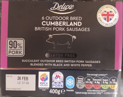 6 OUTDOOR BRED CUMBERLAND BRITISH PORK  SAUSAGES