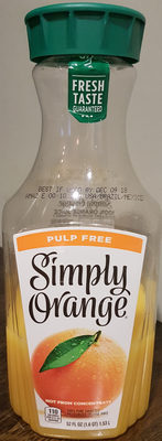 100% pure squeezed pasteurized orange juice, orange